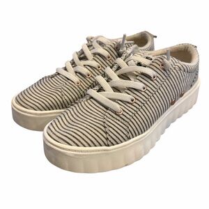 Roxy Women’s Platform Sneakers Stripe Canvas Lace Up Shoes Size 8
